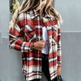 thumbnail image 2 of QATAINLAV Flannel Plaid Shacket for Women Long Sleeve Button Down Shirts Jacket Fall Winter Casual Blouse Tops Coats with Pockets My Orders Placed By Me Red L, 2 of 9