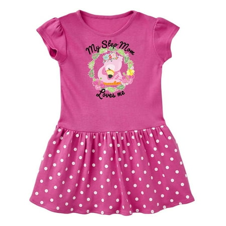 

Inktastic Baby Flamingo My Step Mom Loves Me in Flower Wreath Gift Baby Girl Dress