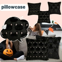 Decorative Black Cat Throw Pillow with Embroidered Yellow Eyes, Soft Plush Cushion for Sofa, Bed, Chair, Halloween and Home Decor, 18 x 18 Inches