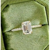 vylahjewellery 1.5 Ct Emerald Cut Moissanite Engagement Ring - Bridal Set - Valentine's Special Gift Ring - Cluster Ring - 10K Plated White Gold Ring