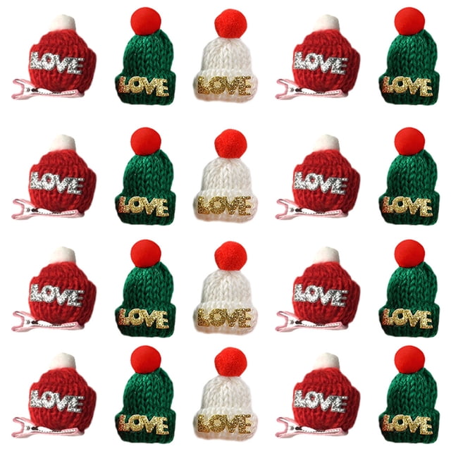 CIMAXIC 20 Pcs Pince à Cheveux de Noël Barrette Dessin Animé Forme de Chapeau Épingle à Cheveux, 1.18"X1.18"X1.97 Pouces