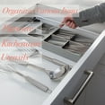 thumbnail image 3 of Kitchen Details 7 Slot Drawer Cutlery Organizer, Grey, 15.75" x 6.2" x 1.75", 3 of 8