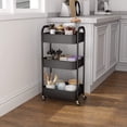 thumbnail image 6 of Rolling Storage Cart 3 Tier Utility Cart on Wheels  Small Metal Organizer Cart Black for Nursery Kitchen Bathroom Living Room Space Saving, 6 of 8