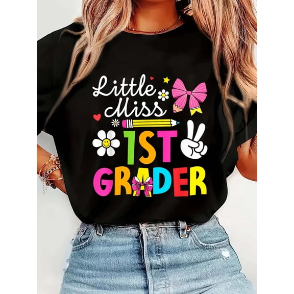 Little Miss First Grade 1st Grader First Day Back to School T-Shirt