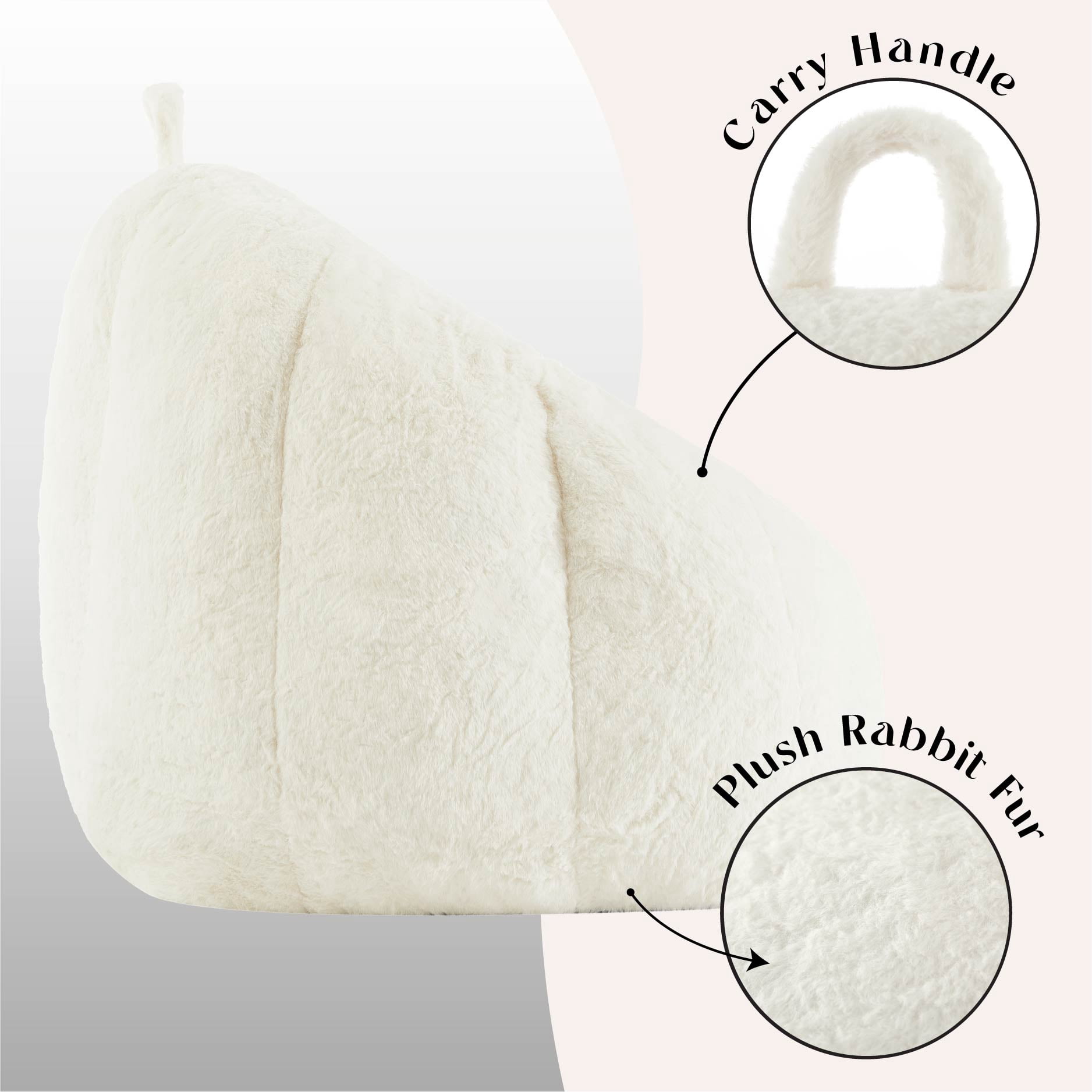 Urban Shop Faux Rabbit Fur Foam Lounge Chair, Ivory