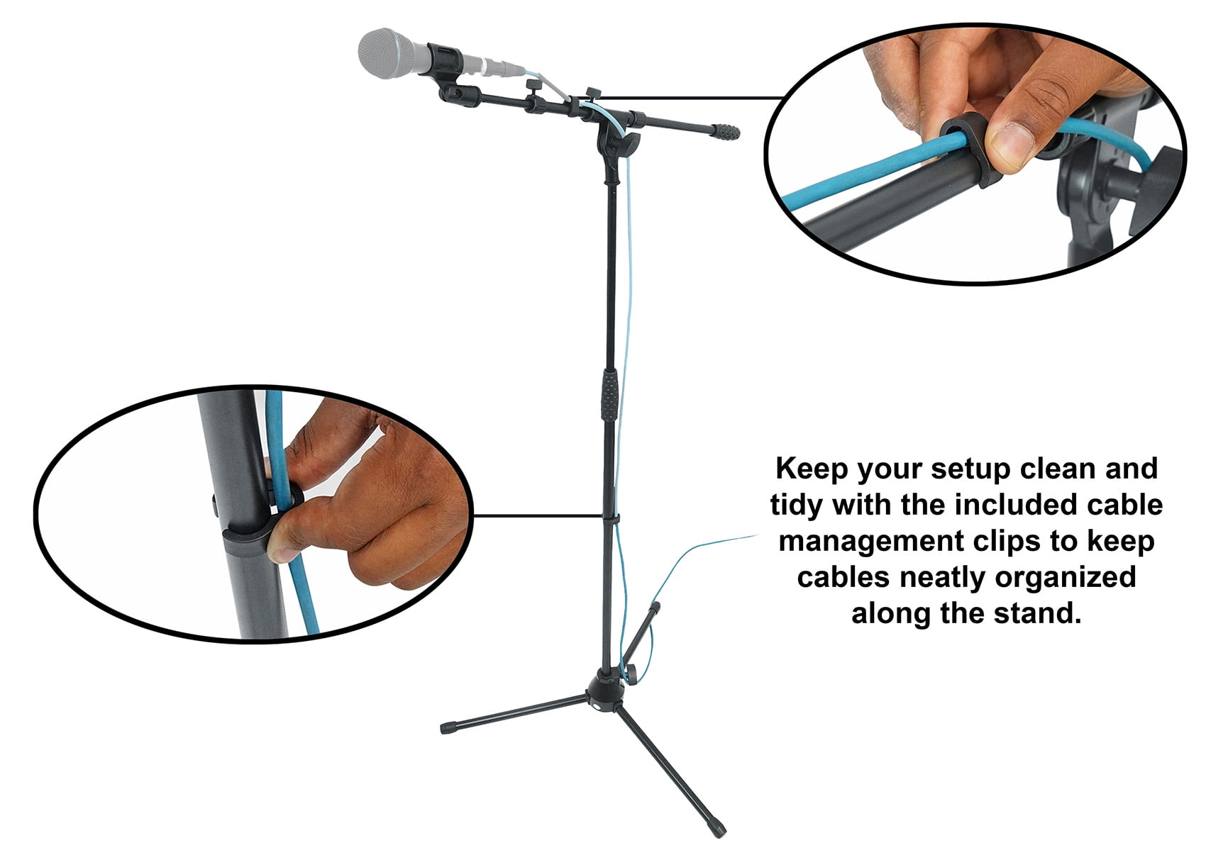 2 Rockville RMP-XLR Dynamic Cardioid Pro Microphones+10' XLR Cables+Clips+Stands
