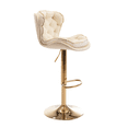 thumbnail image 3 of 24-33Inch Velvet Bar Stools, Counter Height Adjustable Swivel Barstools High Bar Chairs with Back & Golden Metal Base, Stools Chair Footrest for Kitchen Island, Cafe, Bar, Bar Counter(Cream,Set of 2), 3 of 8