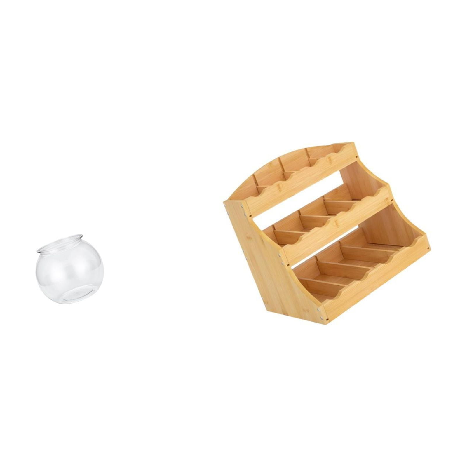 Desktop Aquarium Tank Fish Bowl Vase Organizer PP Wood Compact Size for Office Home Kitchen Storage