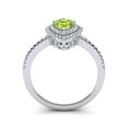 thumbnail image 3 of SuperJeweler 1 Carat Pear Shape Peridot and Double Halo Diamond Ring In Sterling Silver For Women, 3 of 6