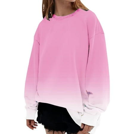 Women s Crewneck Sweatshirts Comdrip Women s Fashion Spring Autumn Casual Long Sleeve Hoodless Sweatshirt Top Ladies Sweatshirts Pink S