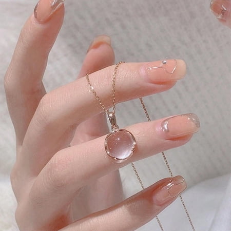 Piece Of Cherry Blossom Pink Crystal Necklace For Women, Light Luxury Niche Design, Simple Elegant And Fashionable Clavicle Chain james avery necklace unique gifts for women Zirconia Pendant