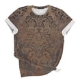 thumbnail image 5 of Cmfcve Summer Shirts for Women Round Neck Button Tunic Blouse Short Sleeves Printed Beach Tee Shirt, 5 of 6