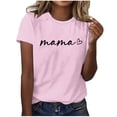 thumbnail image 2 of Summer Clothes Womens Clothes Short Sleeve Tee Mom/Mama Letter Printed Casual Base T Shirts Loose Fit (XL, Pink 02), 2 of 4