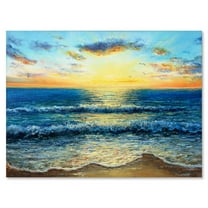 Designart ' Sunrise Glow On The Ocean Waves I ' Nautical & Coastal Canvas Wall Art Print