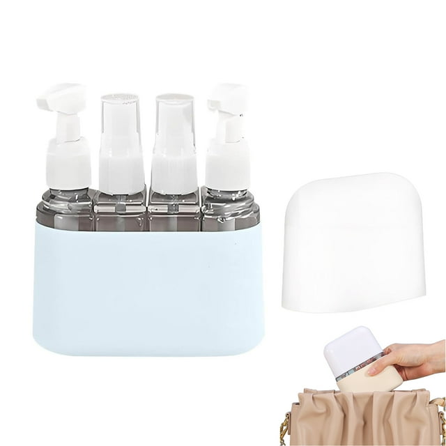 Mini Distributeur de Shampoing, Ensemble de Bouteilles de Voyage Portables, Contenants Étanches avec Étiquettes, Bouteilles de Voyage Réutilisables pour Articles de Toilette, Accessoires d'Avion pour Femmes Hommes (Bleu)