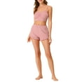 thumbnail image 2 of Conjunto de pijama para mujer INSPIRE CHIC, camiseta de tirantes ajustada de punto con pantalones cortos, 2 piezas, ropa de casa, gris claro y rosa, 2 of 5