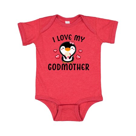

Inktastic I Love My Godmother with Cute Penguin and Hearts Gift Baby Girl Bodysuit