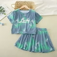 thumbnail image 2 of 2-10Y Toddler Little Girls 3 Piece Outfits Tie Dye Tee Crop Tops and Skirt with Underdress Shorts, 2 of 6