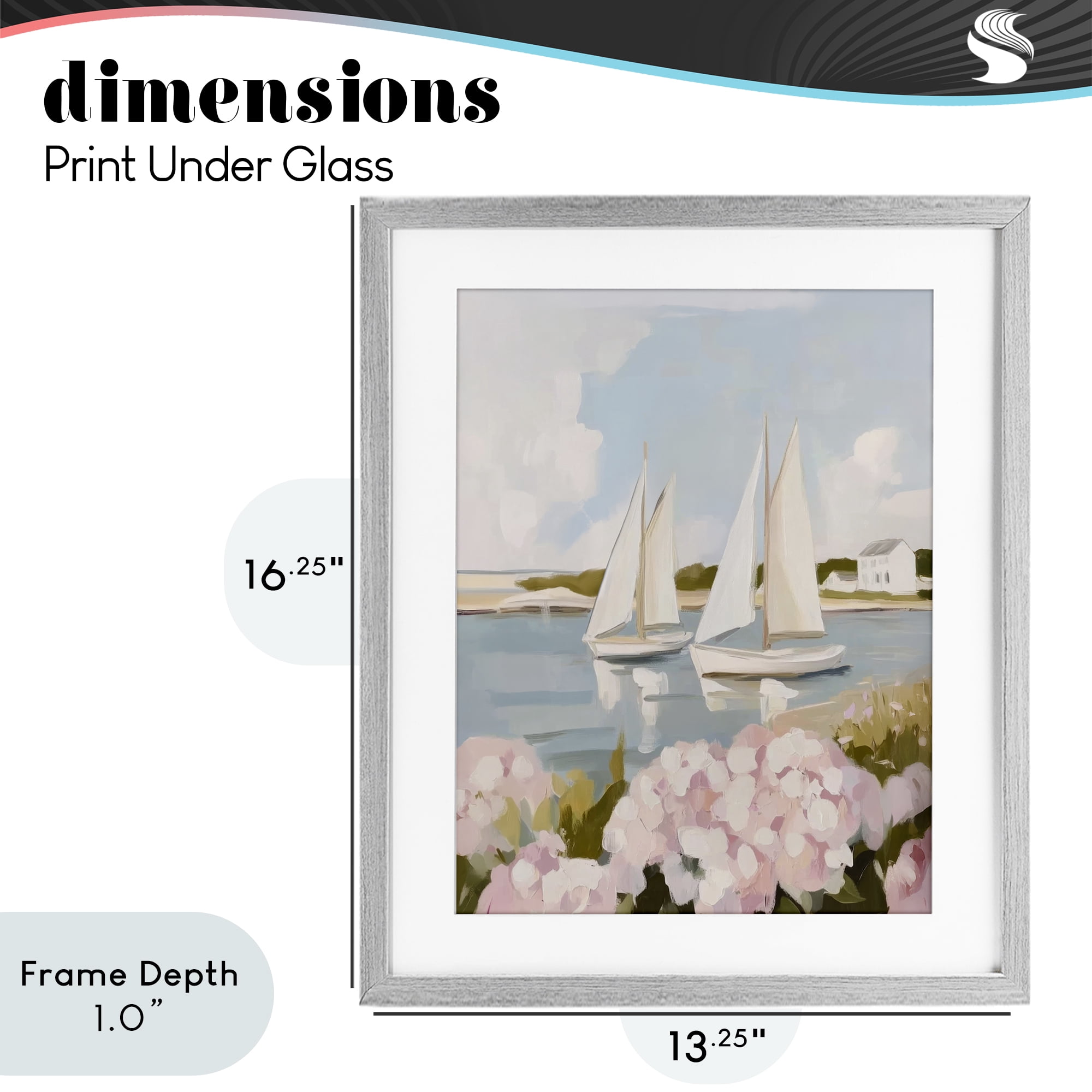 Stupell Industries Sailboat Duo with Pink Hydrangeas Gray Framed Print Under Glass, design by Sisi and Seb