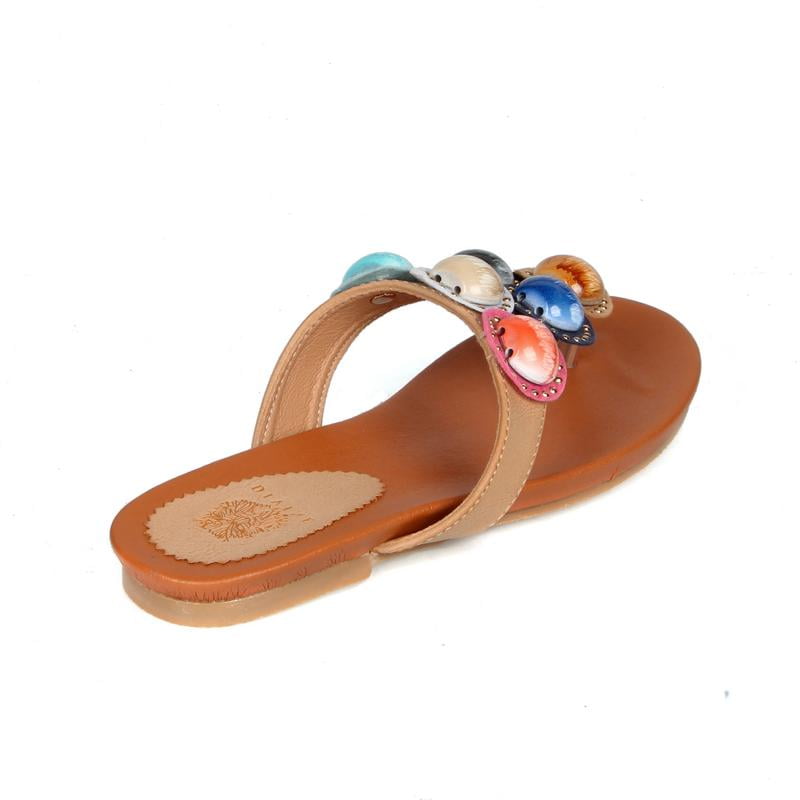 Brianna Multi Color Stone Women's Thong Sandals