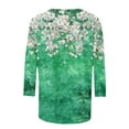 thumbnail image 4 of Prime Day Sales Today 2025!Viikei Tops for Women,Women Fashion Casual Printed Round Neck Three Quarter Sleeve 3/4 Sleeve T-shirt Loose Green XL, 4 of 5