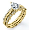 thumbnail image 4 of JeenMata 2.25 Carat Pear Cut - 3 Prong Pave Set - Art Deco Milgrain Filigree - Solitaire Engagement Ring - Trio Wedding Ring Set - 18K Yellow Gold Plating over Silver, 4 of 6