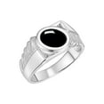 thumbnail image 3 of RYLOS Men's Rings Sterling Silver Cabochone Gemstone & Diamond Designer Cabochon Onyx Rings For Men Size 10, 3 of 7