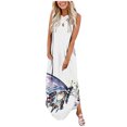 thumbnail image 1 of Vestido largo suelto sin mangas con bolsillos estampados informales de verano para mujer a la moda Fridja  hjkh2374, 1 of 5
