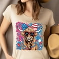 thumbnail image 4 of Cowgirl 4th of July Shirt, USA Highland Cattle with Glasses and Bow Tee, Navy, 3XL, 4 of 6