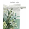thumbnail image 5 of Eucalyptus Stripe Linen Curtain Valance for Bedroom/Bathroom/Kitchen/Office/Living/Dining Room Windows,Spring Botanical Plant Watercolor Green Pocket Topper Drapes Decorative Cafe Drapery Panel 42x12, 5 of 6