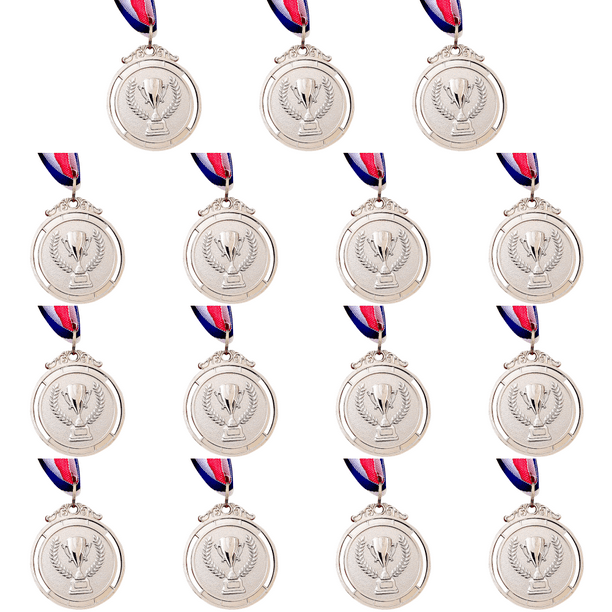 Medalla Ganador 2 Pulgadas Con Cinta para El Cuello Redonda Fiestas Competiciones (plateado)