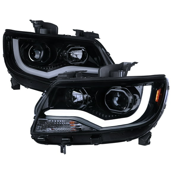 LED Bar Projector Headlights (Gloss Black Housing/Smoke Lens) Made for and Compatible with 2015-2021 Chevrolet Colorado