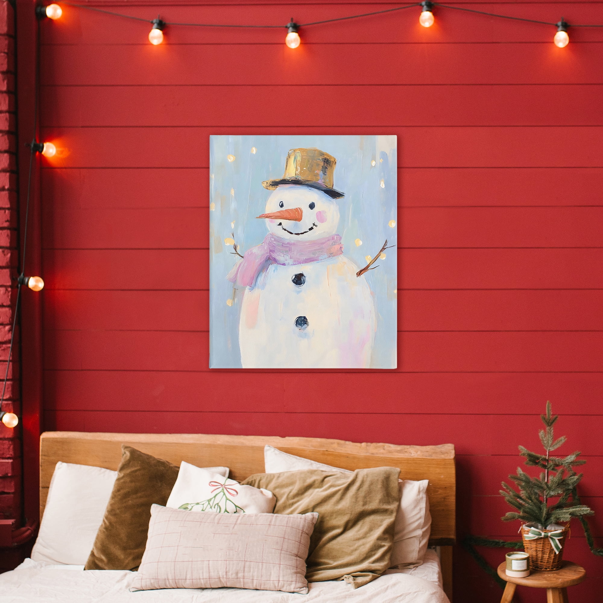 Stupell Industries Cheerful Pastel Snowman Canvas Wall Art, design by The Prints Vibe