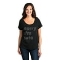 thumbnail image 2 of Thread Tank Im Late Women's Relaxed Slouchy Dolman T-Shirt Tee Heather Black Medium, 2 of 4