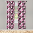 thumbnail image 3 of Ambesonne Exotic Curtains, Tropical Forest Theme Form, Pair of 28"x95", Seal Brown Pale Pink, 3 of 5