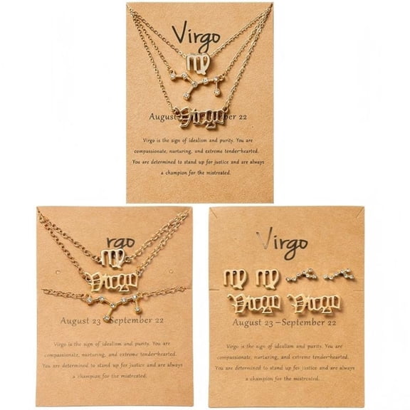 GROBRO7 9 Piece Zodiac Jewellery Set, with Alloy Necklace Bracelet Earrings for Birthday
