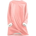 thumbnail image 4 of Womens Crewneck Sweatshirt Fall Loose Long Sleeve Blouson One Shoulder Baggy Graphic Pullover Flannel Top Pullovers(Pink,L), 4 of 6