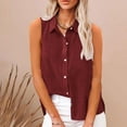 thumbnail image 2 of AherBiu Summer Tops for Women Sleeveless Button down Shirts Lapel V Neck Lightweight Casual Blouse, 2 of 7