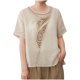 thumbnail image 1 of Camiseta de Manga Corta de Cuello Redondo Bordado de las Mujeres Sueltas de Verano, Top de Poliéster de Moda para Diario, 1 of 3