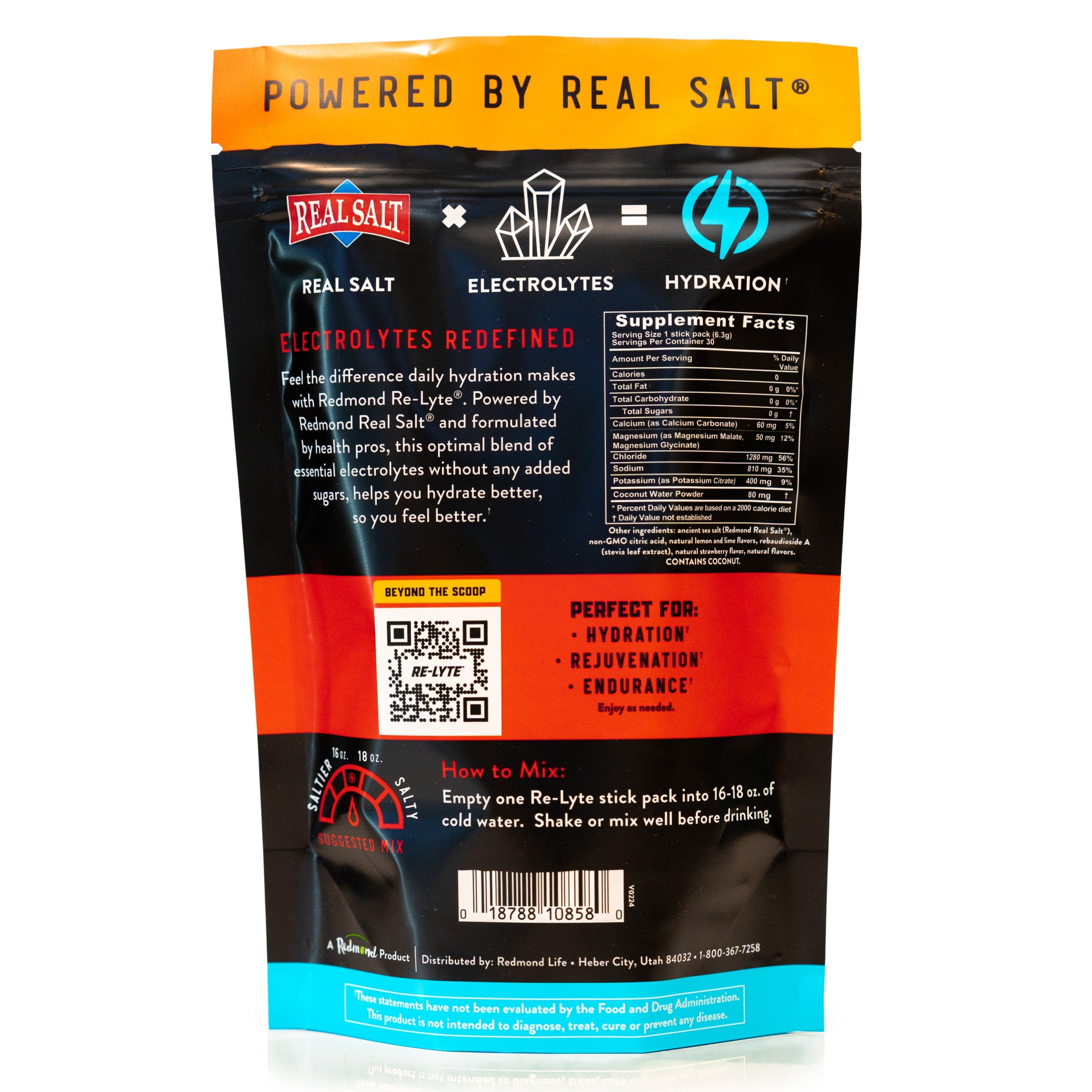 Redmond Re-Lyte® Hydration Drink Mix (Strawberry Lemonade), 30 Stick Packs