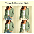 thumbnail image 4 of Auralook Women's Solid Long Sleeve V-Neck Button Down Cardigan Knit Sweater Cardigan V-Neck Hoodless Casual Outwear, 4 of 7