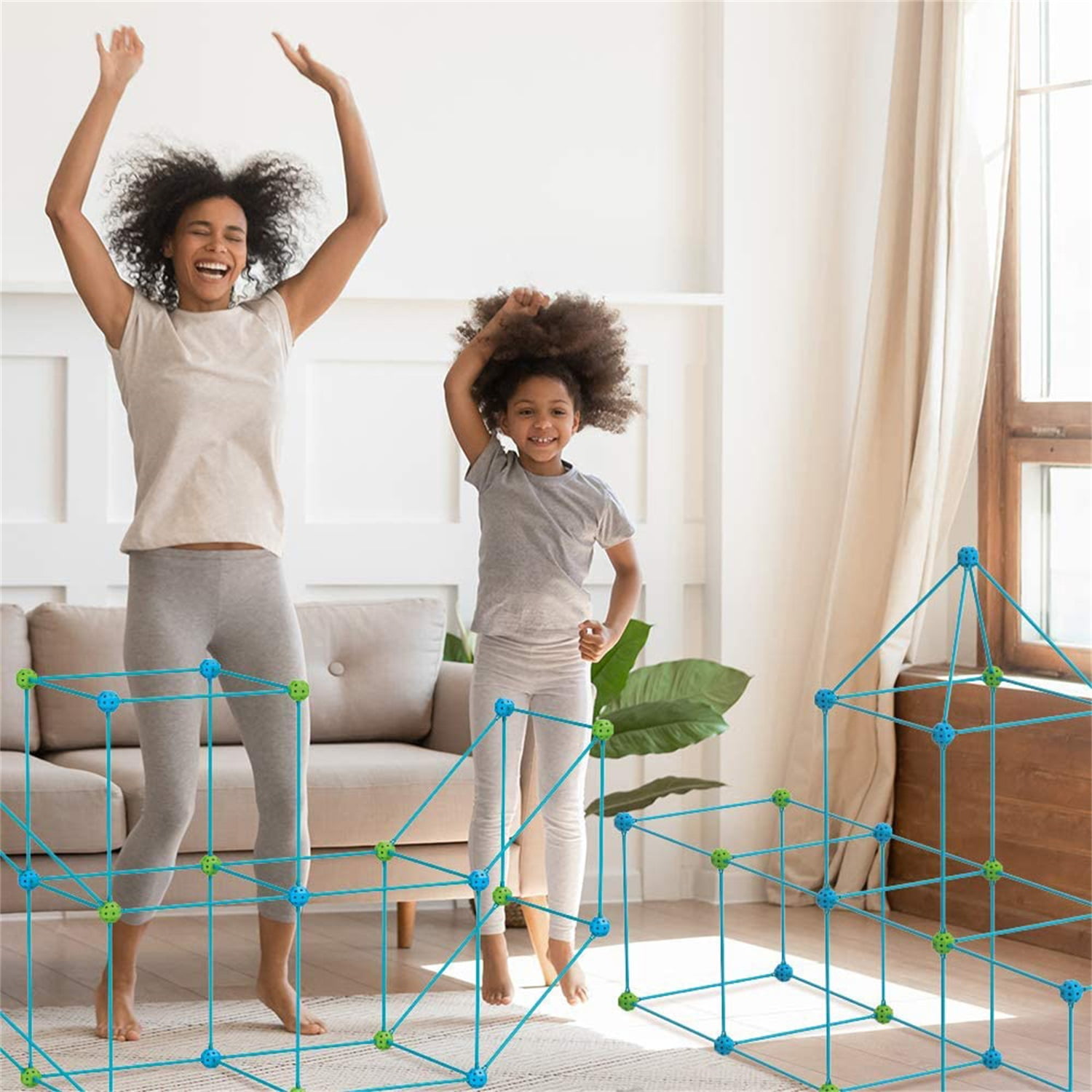 CIPACHO Kids Fort Building Kit, 85pcs DIY Building Castles Play Tent for Boys Girls, Christmas Gift (Without Curtain)
