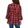 thumbnail image 3 of NY Collection Women's Petite 3/4 Bell Sleeve Pleat Front Y Neck Top, 3 of 4