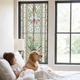 thumbnail image 3 of Butterfly Flowers Window Privacy Film, Vintage Stained Glass Green Spring Static Cling UV Sun Blocking Tint Film Heat Control Windows Films for Bedroom Bathroom, Window Stickers 23.6"x59", 3 of 8