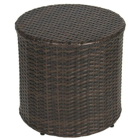 Best Choice Products Outdoor Round Wicker Rattan Barrel Side Table Patio Furniture with Storage and Steel Frame, (Best Round Table Pizza)