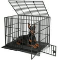 thumbnail image 2 of 54 Inch Extra Large Heavy Duty Dog Crate with 3 Doors and Wheels, Indoor Outdoor Escape-Proof Metal Kennel with Removable Tray for Large Medium Dogs, Black, 2 of 9