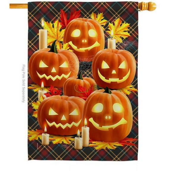 Breeze Decor H112089-BO Pumpkin Patch House Flag Fall Halloween 28 x 40 in. Double-Sided Decorative Vertical Flags for Decoration Banner Garden Yard Gift