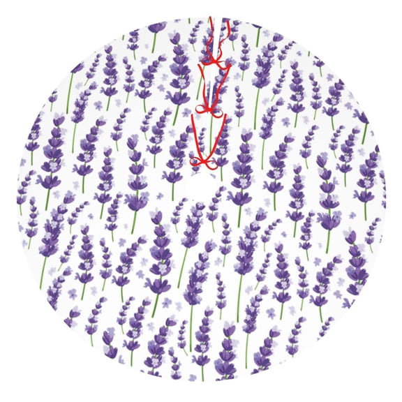 Rateoe Lavender Flowers Print Christmas Tree Skirt 30" for Xmas Holiday New Year Party Circle Tree Mat Ornaments Decoration