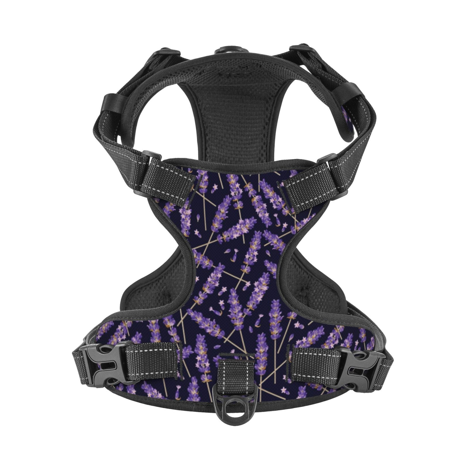 Kdxio Lavender Flowers Print No Pull Dog Harness Adjustable Reflective Oxford Easy Control Medium Large Dog Harness for Training and Everyday-Medium