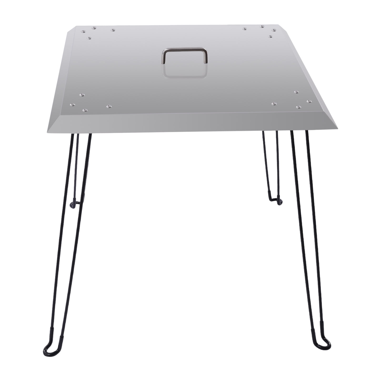 Peakora Foldable Fire Pit Heat Deflector - Durable Stainless Steel Lid with Handle & Collapsible Legs - Protects from Debris & Distributes Heat in All Directions